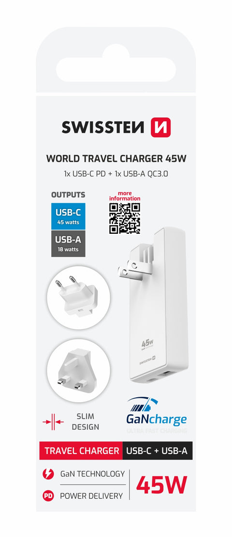 Swissten World GaN Travel Charger (45W) - 22071320