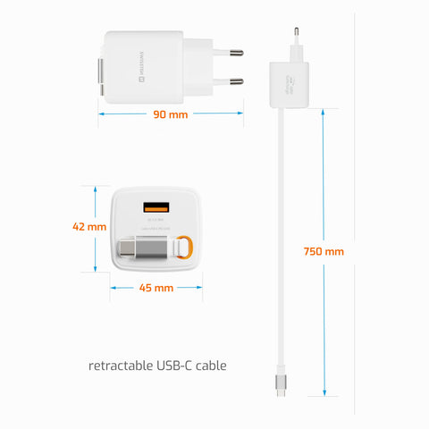 Swissten SlideCharge Travel Charger (45W) - 22071350 - White