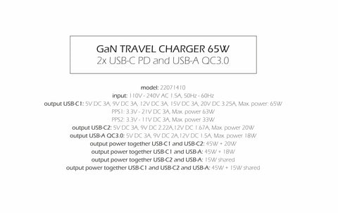 Swissten 65W 2x UBS-C & USB-A Travel Charger - 22071410 - Black