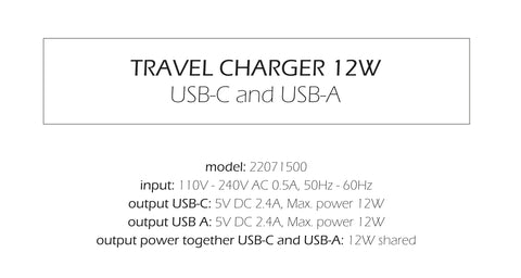 Swissten 12W UBS-A & USB-C Travel Charger - 22071510 - Black