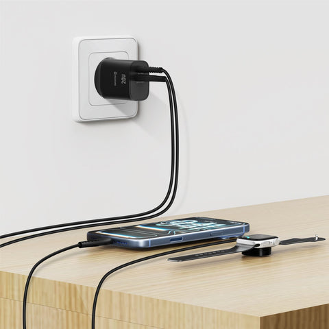 Swissten Edge USB-C + USB-A Travel Charger (20W) - 22071712 - Black