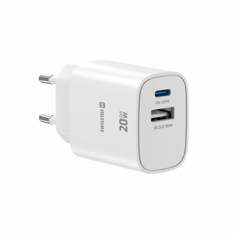 Swissten Edge USB-C + USB-A Travel Charger (20W) - 22071713 - White