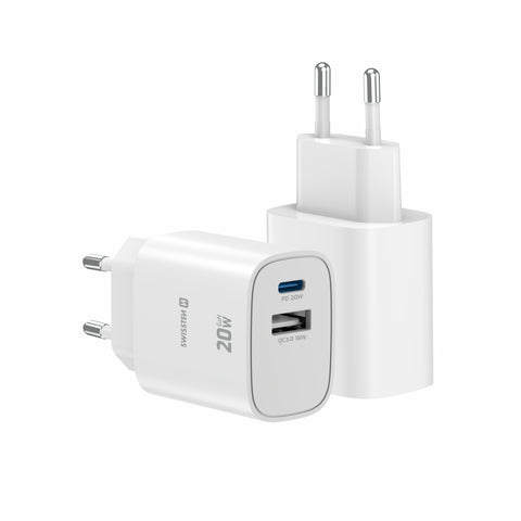Swissten Edge USB-C + USB-A Travel Charger (20W) - 22071713 - White