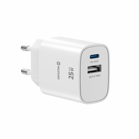 Swissten Edge USB-C + USB-A Travel Charger (25W) - 22071715 - White