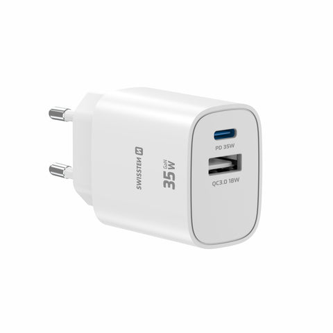 Swissten Edge USB-C + USB-A Travel Charger (35W) - 22071717 - White
