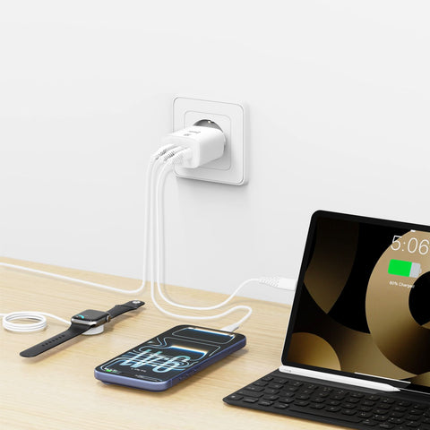 Swissten Edge Dual USB-C + USB-A Travel Charger (65W) - 22071720 - White