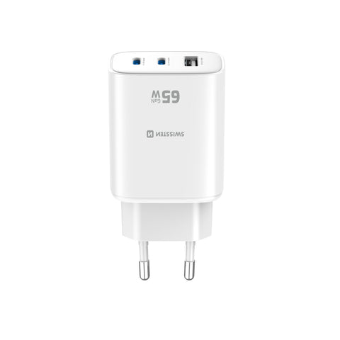 Swissten Edge Dual USB-C + USB-A Travel Charger (65W) - 22071720 - White