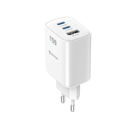 Swissten Edge Dual USB-C + USB-A Travel Charger (65W) - 22071720 - White