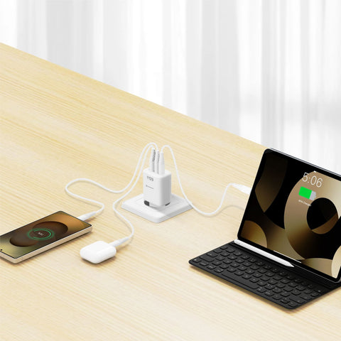 Swissten Edge Dual USB-C + USB-A Travel Charger (65W) - 22071720 - White