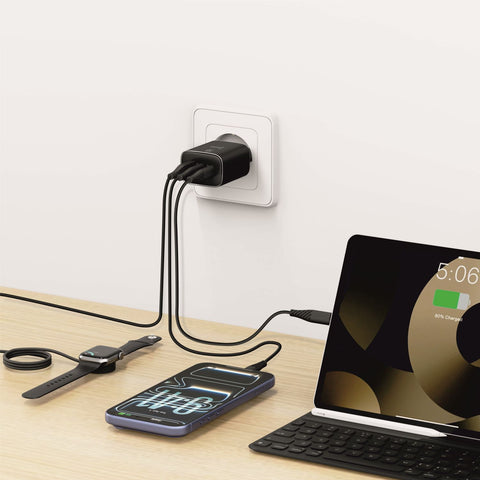 Swissten Edge Dual USB-C + USB-A Travel Charger (65W) - 22071721 - Black