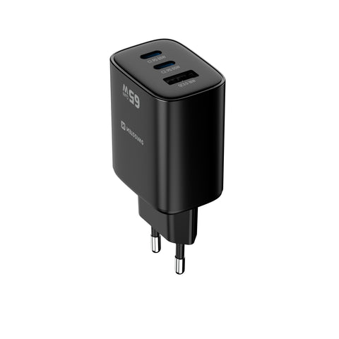 Swissten Edge Dual USB-C + USB-A Travel Charger (65W) - 22071721 - Black