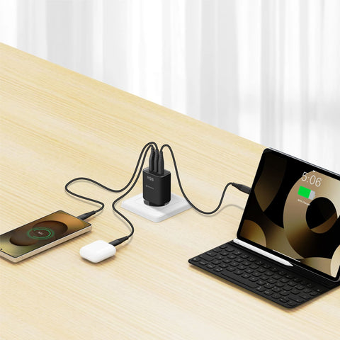 Swissten Edge Dual USB-C + USB-A Travel Charger (65W) - 22071721 - Black