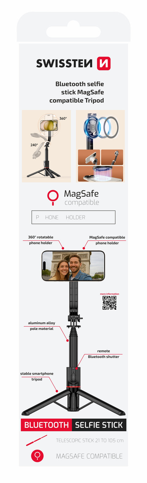 Swissten MagSafe Tripod Selfie Stick - 32000500