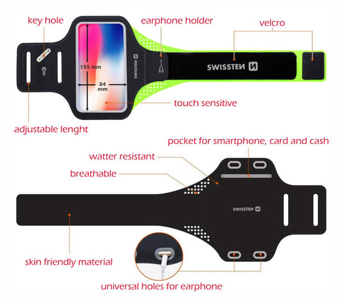 Swissten Armband Case - 32903300 - Up to Phones for 7.0" - Black