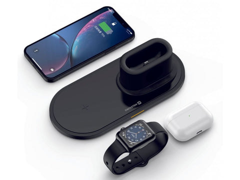 Swissten Wireless Charger - 3 in 1 - 22055506 - For iPhone/Airpods/iWatch - 15W