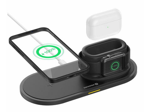 Swissten Wireless Charger - 3 in 1 - 22055506 - For iPhone/Airpods/iWatch - 15W