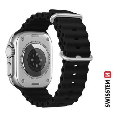 Swissten Apple Watch 42-49mm Silicone Band - 46000401 - With Marine Straps - Black