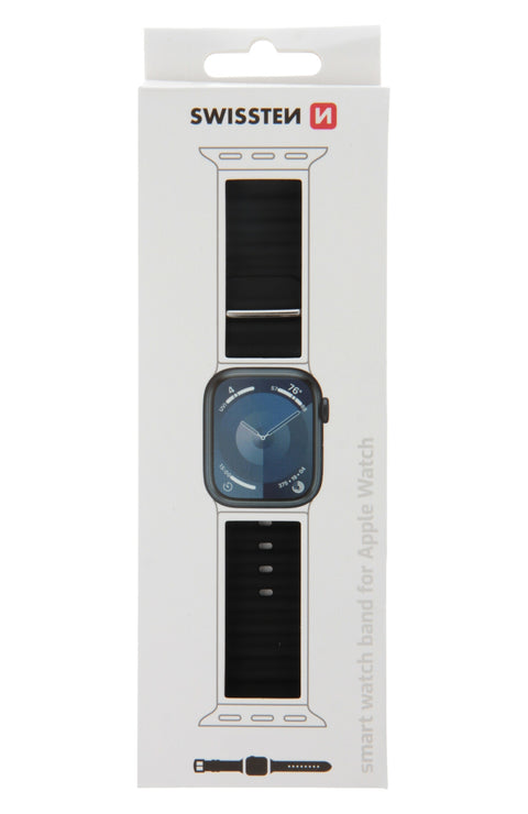 Swissten Apple Watch 42-49mm Silicone Band - 46000401 - With Marine Straps - Black