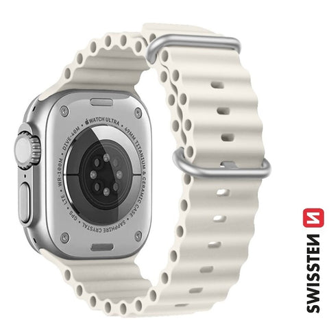 Swissten Apple Watch 42-49mm Silicone Band - 46000403 - With Marine Straps - Stone Grey
