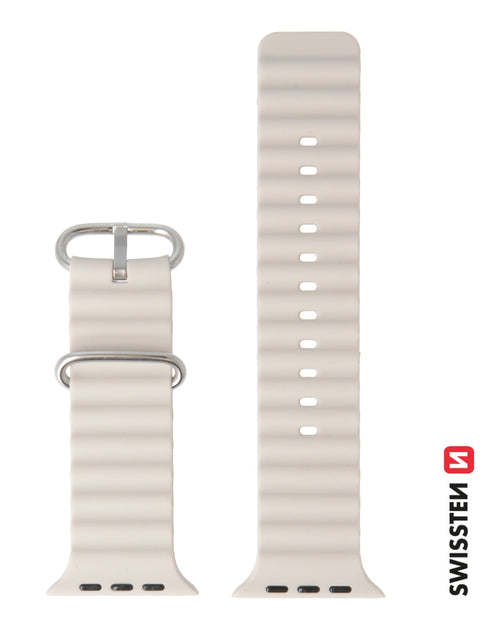 Swissten Apple Watch 42-49mm Silicone Band - 46000403 - With Marine Straps - Stone Grey