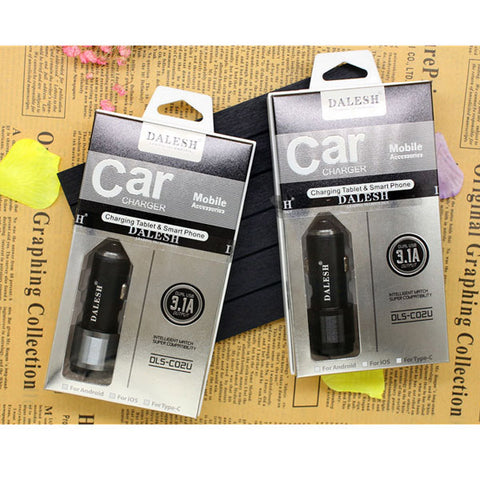 Dalesh - 2 USB Fast Car Charger + Lightning USB Cable - DLS-C02U