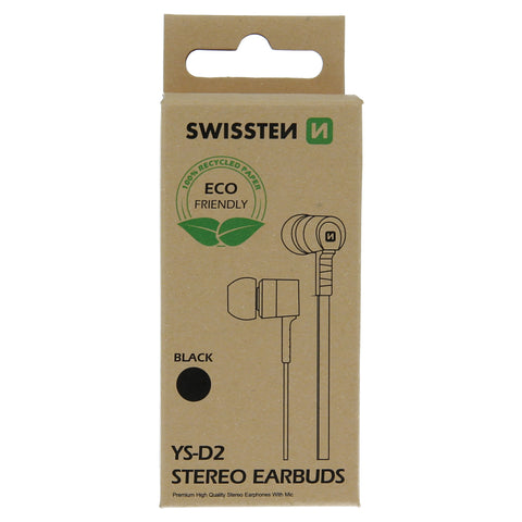 Swissten YS-D2 Earphones - 51106000ECO - Eco Packing - Black