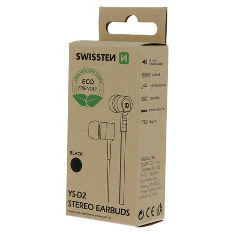 Swissten YS-D2 Earphones - 51106000ECO - Eco Packing - Black