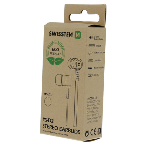 Swissten YS-D2 Earphones - 51106001ECO - Eco Packing - White