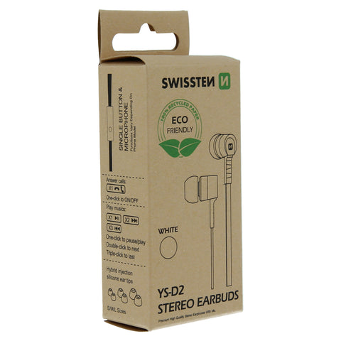 Swissten YS-D2 Earphones - 51106001ECO - Eco Packing - White