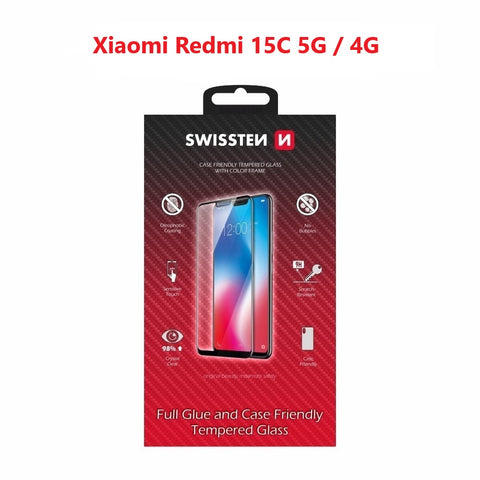 Swissten Xiaomi Redmi 15C 4G (25078RA3EA)/Redmi 15C 5G (2508CRN2BC/2508CRN2BG/25062RN2DE) - 54501885 - Full Glue - Black