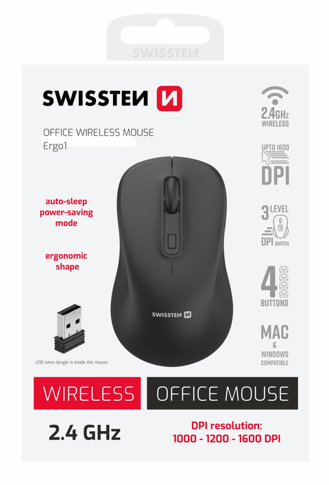 Swissten Wireless Office Mouse - 59107310 - Black