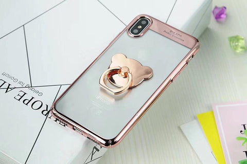 Apple iPhone 7/iPhone 8  - Sulada Bear Finger Holder TPU Case - Rose Gold