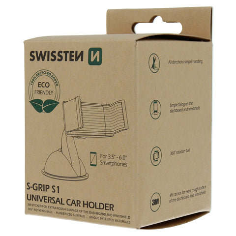 Swissten S-Grip S1 Universal Car Holder - 65009900ECO - Up to Phones for 6.0" - Eco Packing