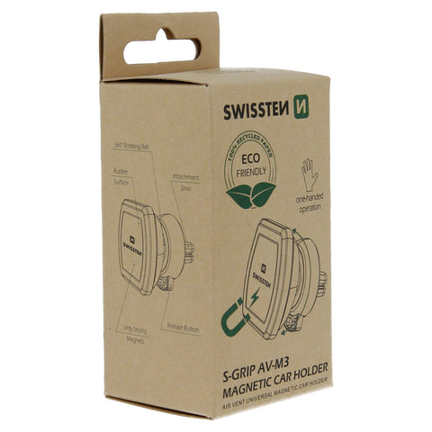 Swissten p M3 Magnetic Air Vent Car Holder - 65010307ECO - Eco Packing - Black