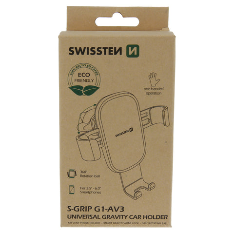Swissten S-Grip G1-AV3 Gravity Air Vent Car Holder - 65010602ECO - Eco Packing - Black