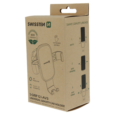 Swissten S-Grip G1-AV3 Gravity Air Vent Car Holder - 65010602ECO - Eco Packing - Black