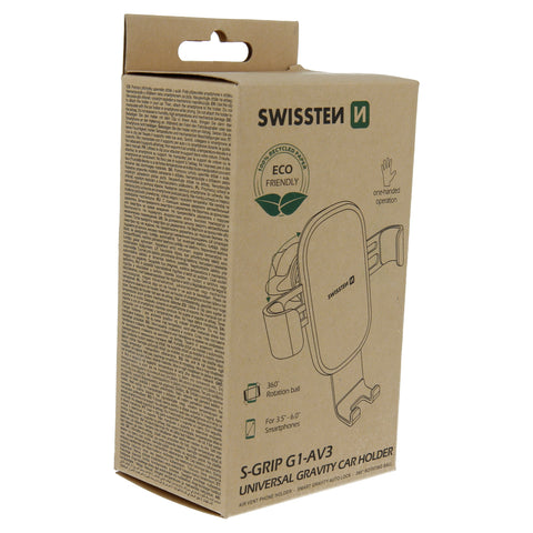 Swissten S-Grip G1-AV3 Gravity Air Vent Car Holder - 65010602ECO - Eco Packing - Black