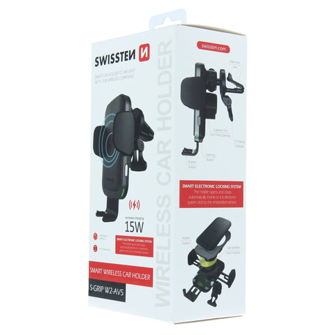 Swissten S-Grip W2-AV5 Wireless Charging Air Vent Car Holder - 65010606 - Black