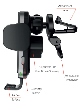 Swissten S-Grip W2-AV5 Wireless Charging Air Vent Car Holder - 65010606 - Black