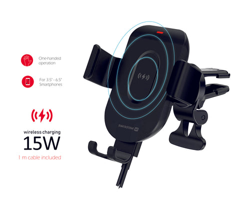 Swissten S-Grip GW1-AV5 Wireless Gravity Air Vent Car Holder (15W) - 65010608 - Black