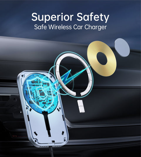 Swissten Wireless Charging Magnetic Air Vent Car Holder (15W) - 65010609 - MagSafe Compatible - Black