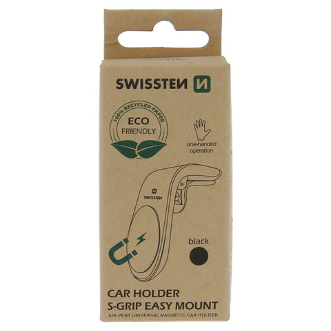 Swissten S-Grip Easy Mount Magnetic Air Vent Car Holder - 65010700ECO - Eco Packing - Black