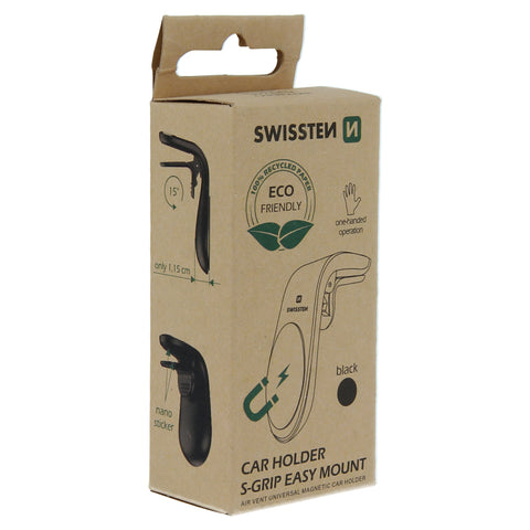 Swissten S-Grip Easy Mount Magnetic Air Vent Car Holder - 65010700ECO - Eco Packing - Black