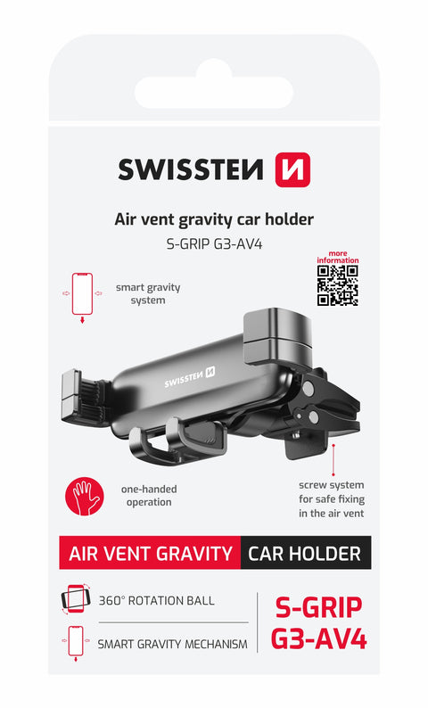 Swissten S-Grip G3-AV4 Air-Vent Gravity Car Holder - 65010802 - Black
