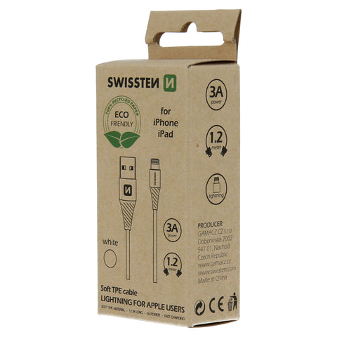 Swissten Lightning Cable - 71502301ECO - 1.2m - Eco Packing - White