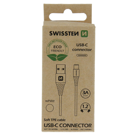 Swissten Type-C USB Cable - 71503301ECO - 1.2m - Eco Packing - White