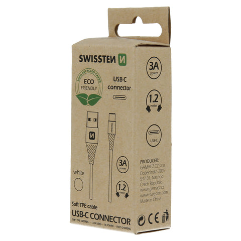 Swissten Type-C USB Cable - 71503301ECO - 1.2m - Eco Packing - White