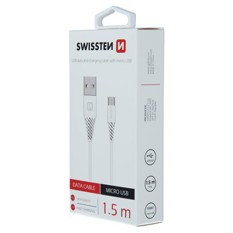 Swissten Micro USB Cable - 71504300 - 1.5m - 6.5mm - White