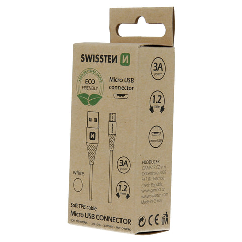 Swissten Micro USB Cable - 71504300ECO - 1.2m - Eco Packing - White