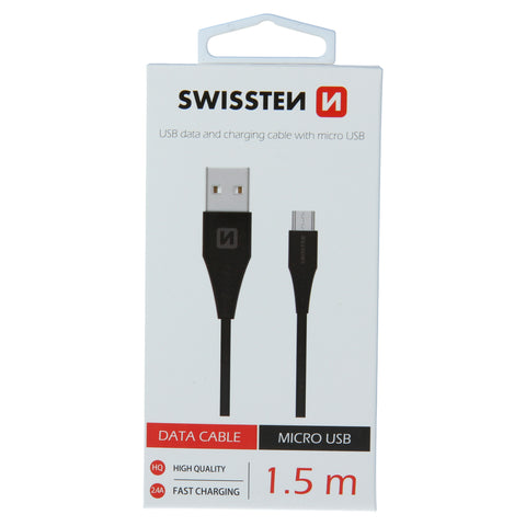 Swissten Micro USB Cable - 71504301 - 1.5m - 6.5mm - Black